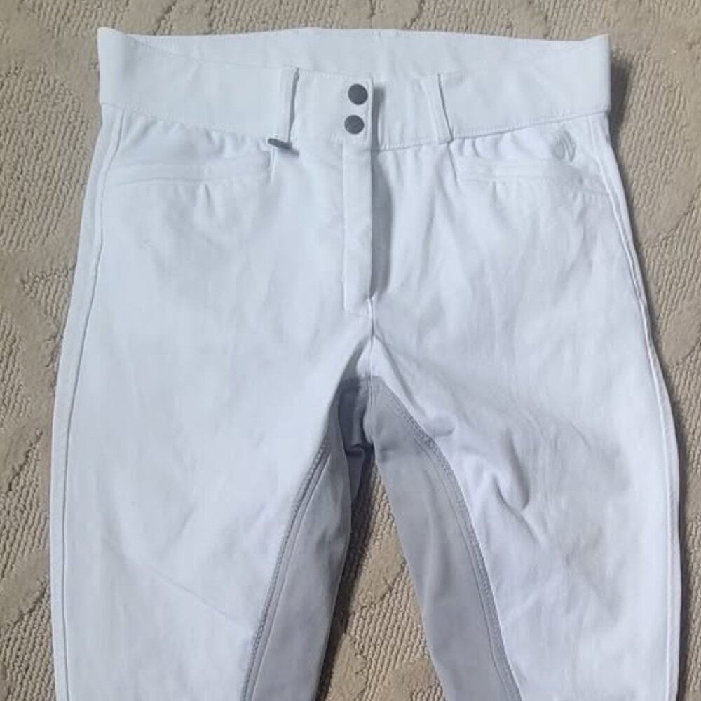 32R Ovation Celebrity Slim Secret Full Seat White Breeches Dressage
